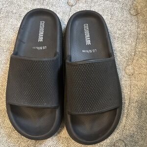 Cushionaire Womens Size 9 Black Slip On Slide Sandals READ DESCRIPTION